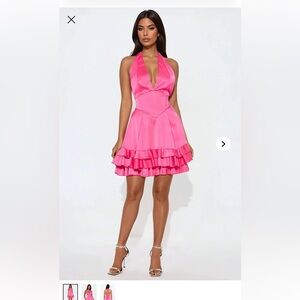 Elegant Pink Halter Dress Sz XL NWT